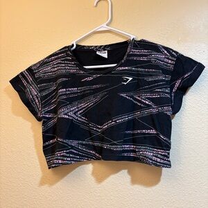 Gymshark Crop Short Sleeve Shirt Large Black Pink